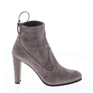 Stuart Weitzman Mitten Londra Grey Suede High-Heel Ankle Bootie